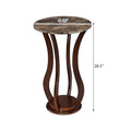 Brown Round Accent Table With Faux Marble Top Brown Brown Primary Living Space Traditional Rubberwood Shelves Coffee & End Tables Wood