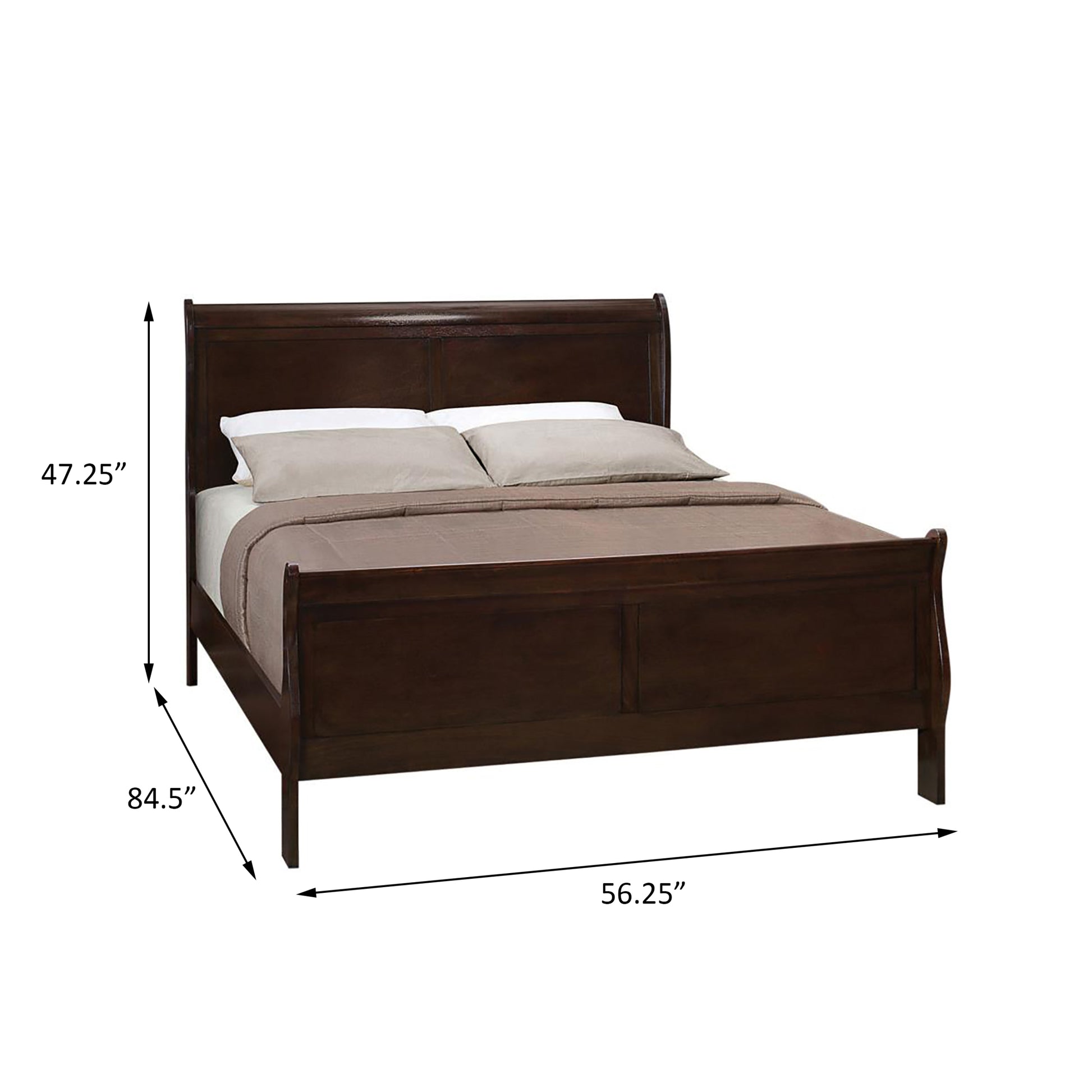 Cappuccino Full Sleigh Bed Box Spring Required Full Cappuccino Wood Brown Bedroom Traditional Rubberwood Panel Wood