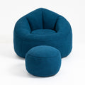 Bedding Bean Bag Sofa Chair High Pressure Foam Bean Bag Chair Adult Material With Padded Foam Padding Compressed Bean Bag With Footrest Blue Microfiber
