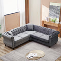 83.5 Inch Oversized Corner Sofa, L Shaped Sectional Couch,5 Seater Corner Sofas With 3 Pillows For Living Room, Bedroom, Apartment, Office Gray Foam Velvet