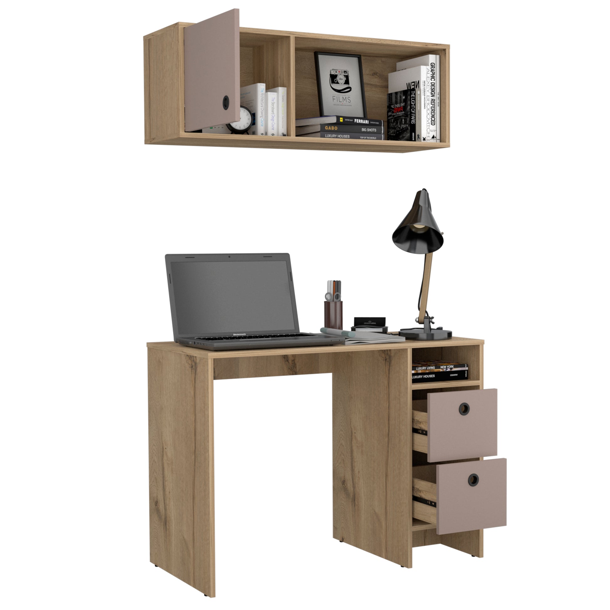 Office Set Budest, Office, Light Oak Taupe Light Oak Particle Board Particle Board