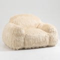 Bean Bag Chair Lazy Sofa Bean Bag Chair Adult, Teen High Density Foam Padded Modern Accent Chair Comfortable Living Room, Bedroom Chair Beige Faux Fur