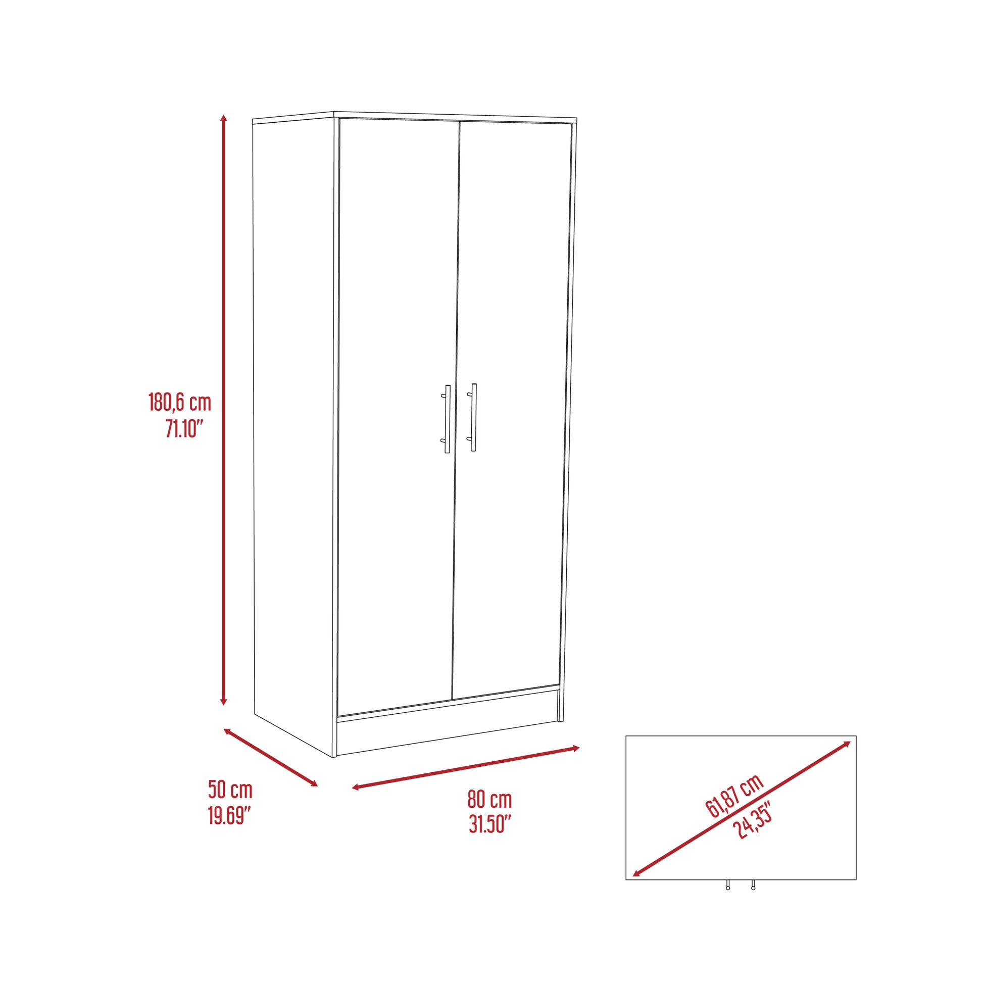 180 Armoire Beery, Bedroom, White White Particle Board Particle Board