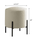 Beige And Matte Black Round Upholstered Ottoman Beige Polyester Wood Beige Solid Backless Medium Soft Contemporary,Modern Round Armless Foam Fabric