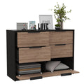 4 Drawer Double Dresser Maryland, Bedroom, Black Pine Multicolor Particle Board Particle Board