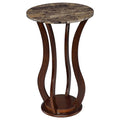 Brown Round Accent Table With Faux Marble Top Brown Brown Primary Living Space Traditional Rubberwood Shelves Coffee & End Tables Wood