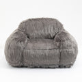 Bean Bag Chair Lazy Long Hair Sofa Bean Bag Chair Adult, Teen High Density Foam Filled Modern Focus Chair Comfortable Living Room, Bedroom Chair Grey Faux Fur