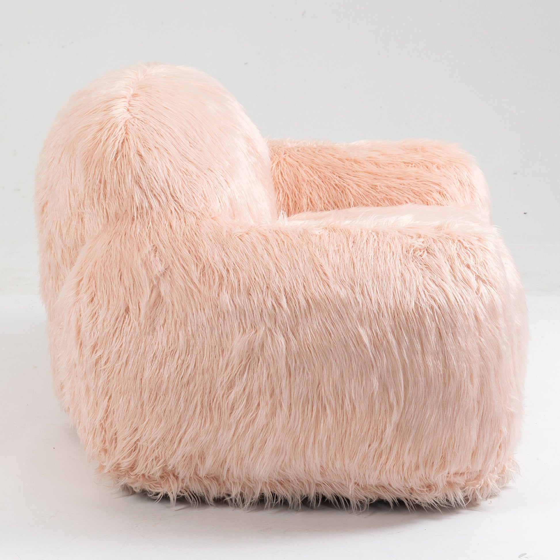 Bean Bag Chair Lazy Long Hair Sofa Bean Bag Chair Adult, Teen High Density Foam Filled Modern Focus Chair Comfortable Living Room, Bedroom Chair Pink Faux Fur