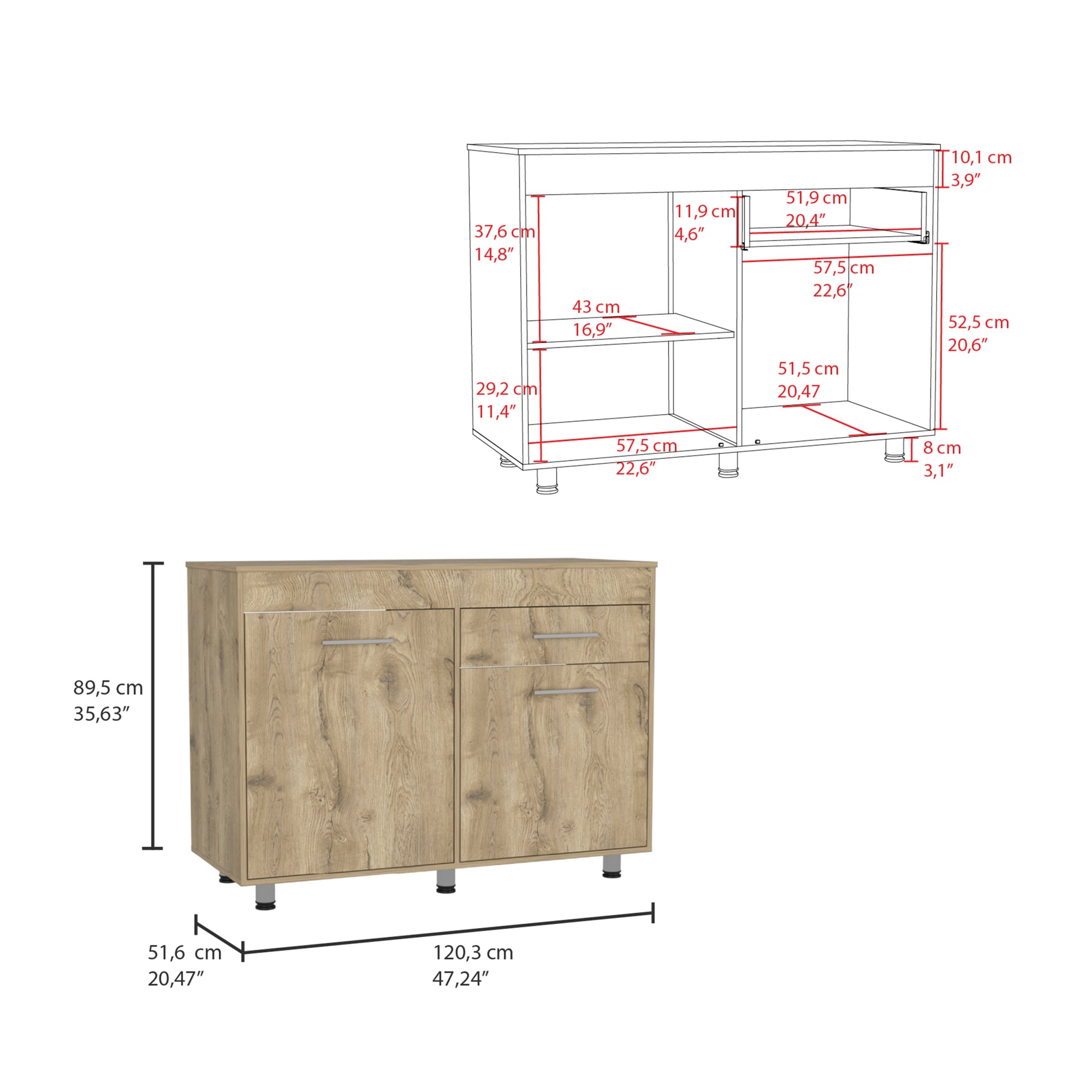 Utility Sink Champp, Kitchen, White Aged Oak Multicolor Particle Board Particle Board