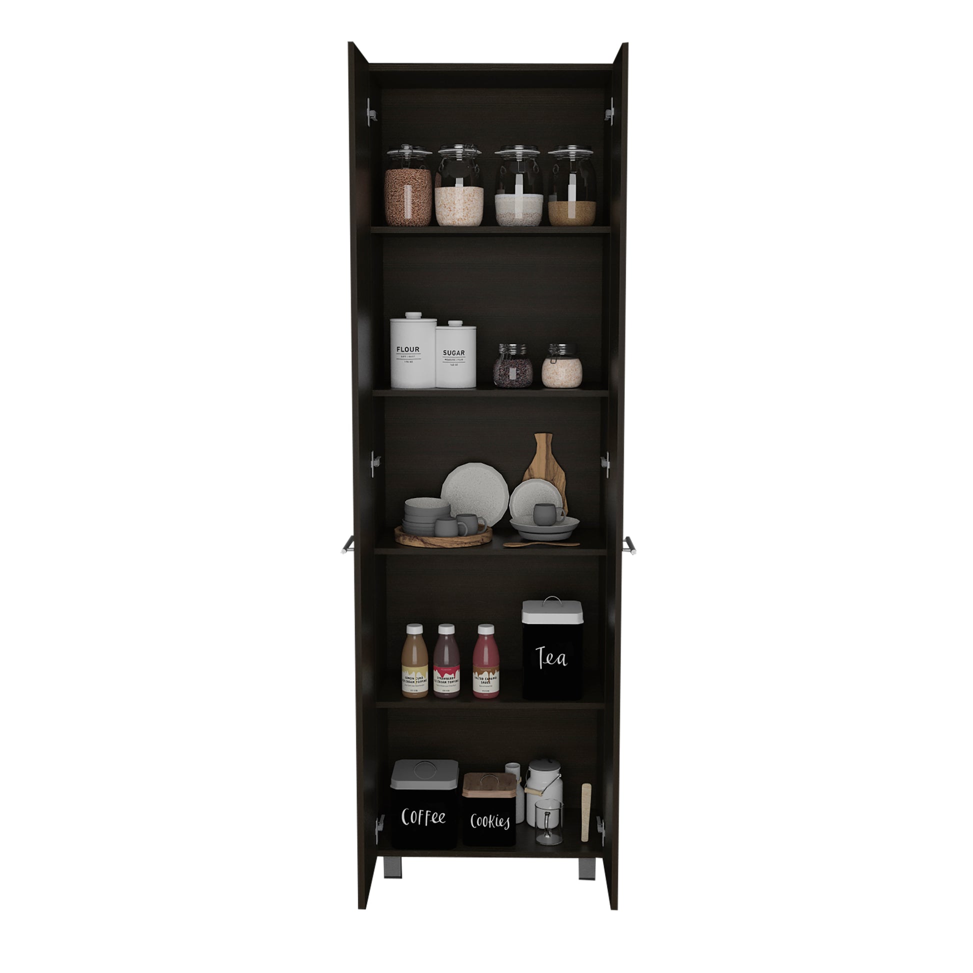 Pantry Cabinet Phoenix, Kitchen, Black Black Particle Board Particle Board