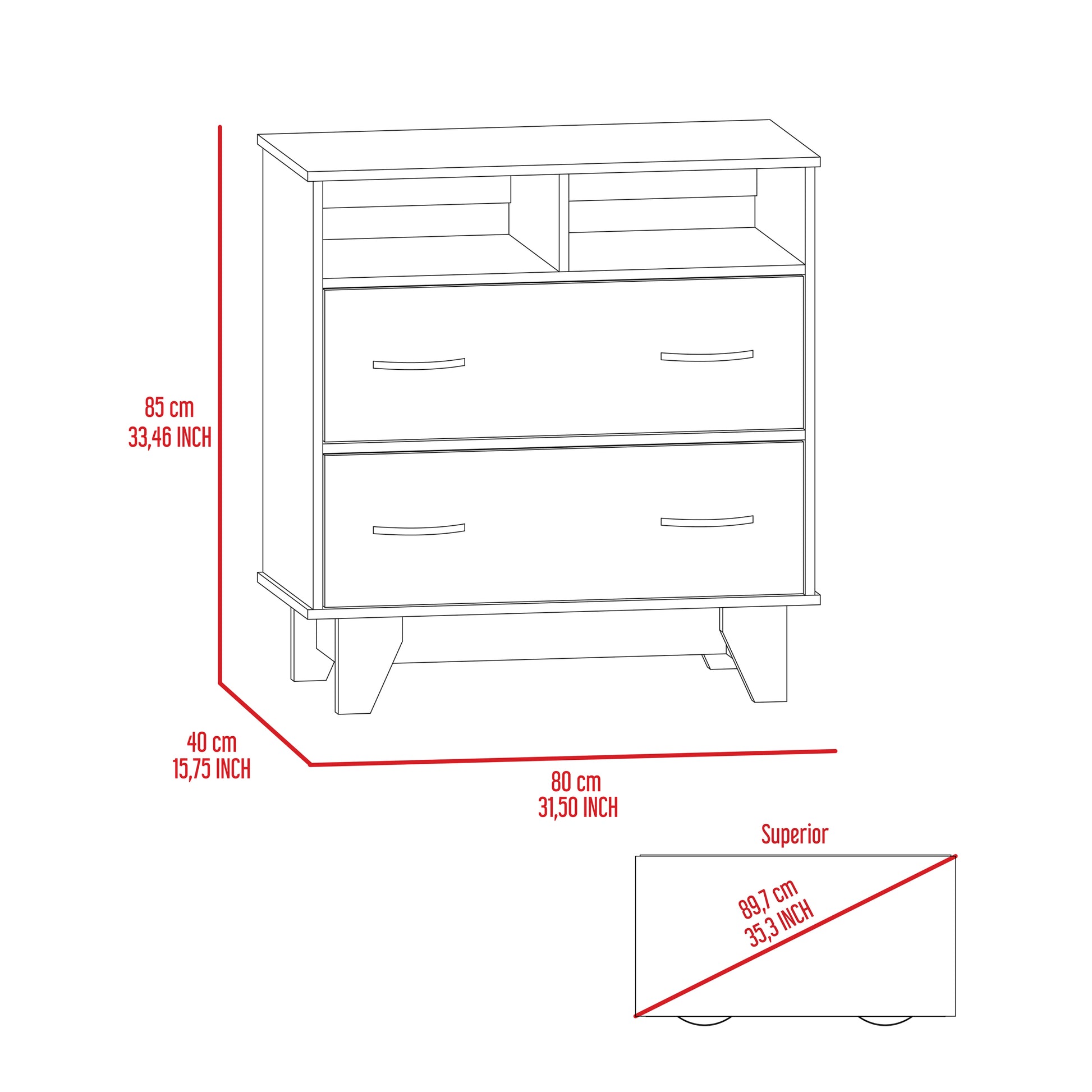 Double Drawer Dresser Arabi, Bedroom, Light Gray White Light Gray Particle Board Particle Board