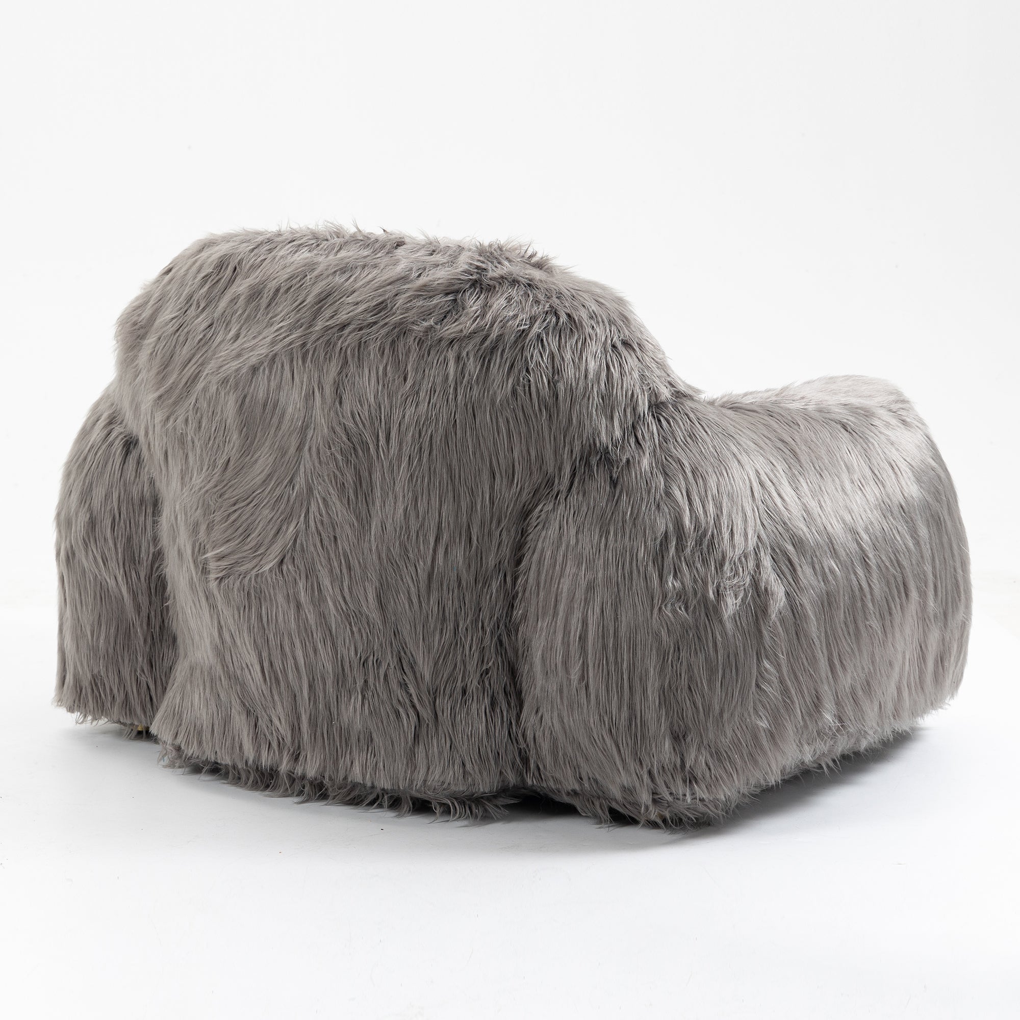 Bean bag chair lazy long hair sofa bean bag chair grey-faux fur