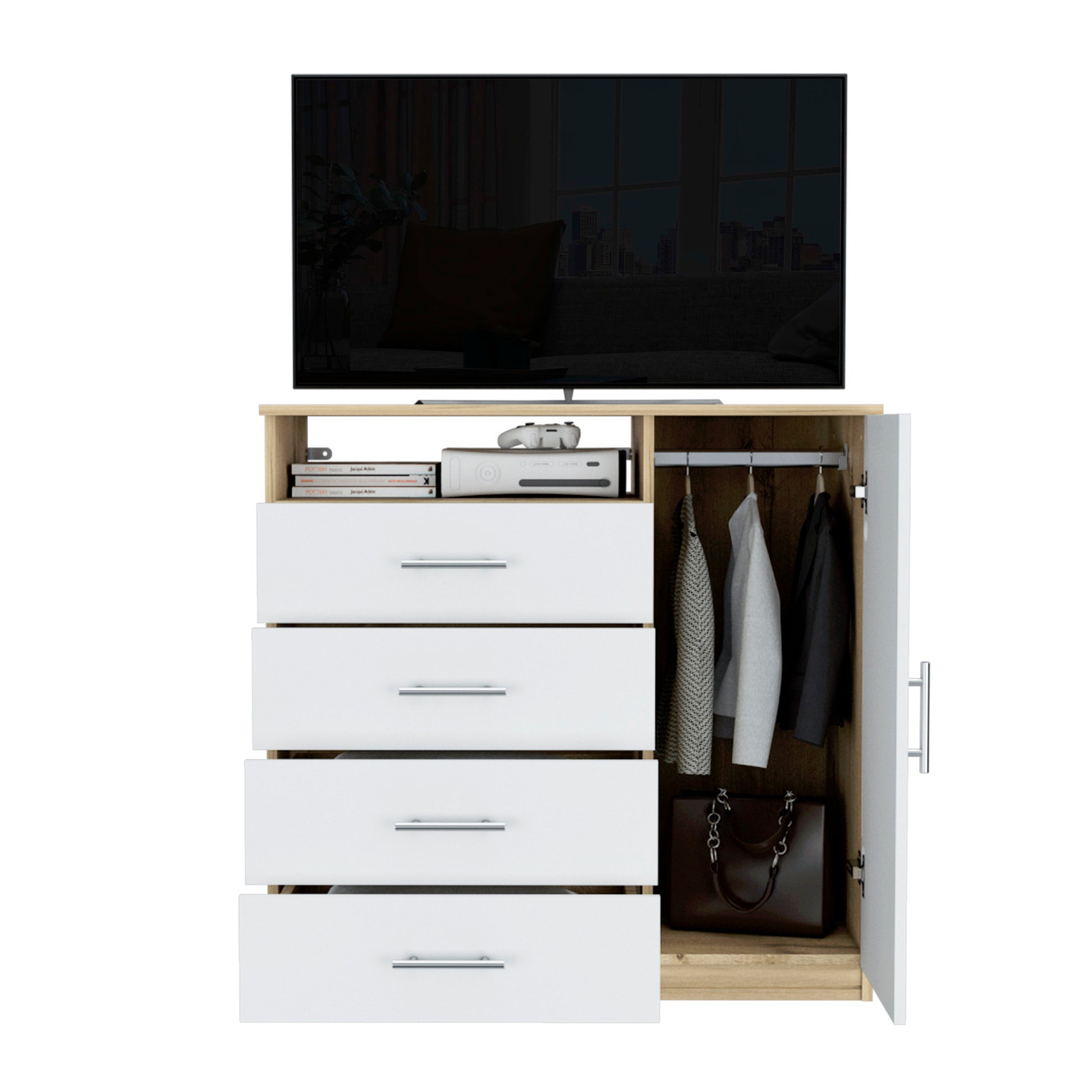 Dresser Beaufort, Bedroom, Light Oak White Light Oak Particle Board Particle Board