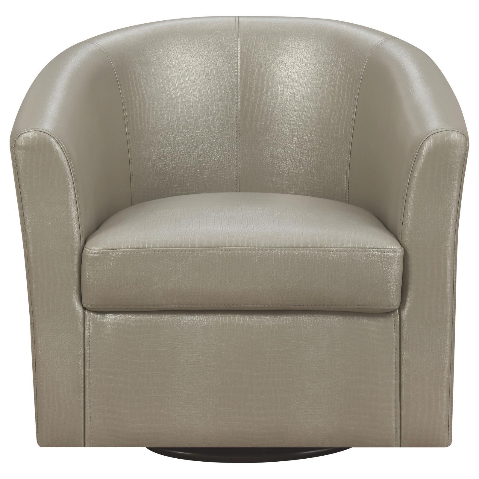 Champagne Swivel Armchair Grey Primary Living Space Contemporary,Modern Foam Faux Leather