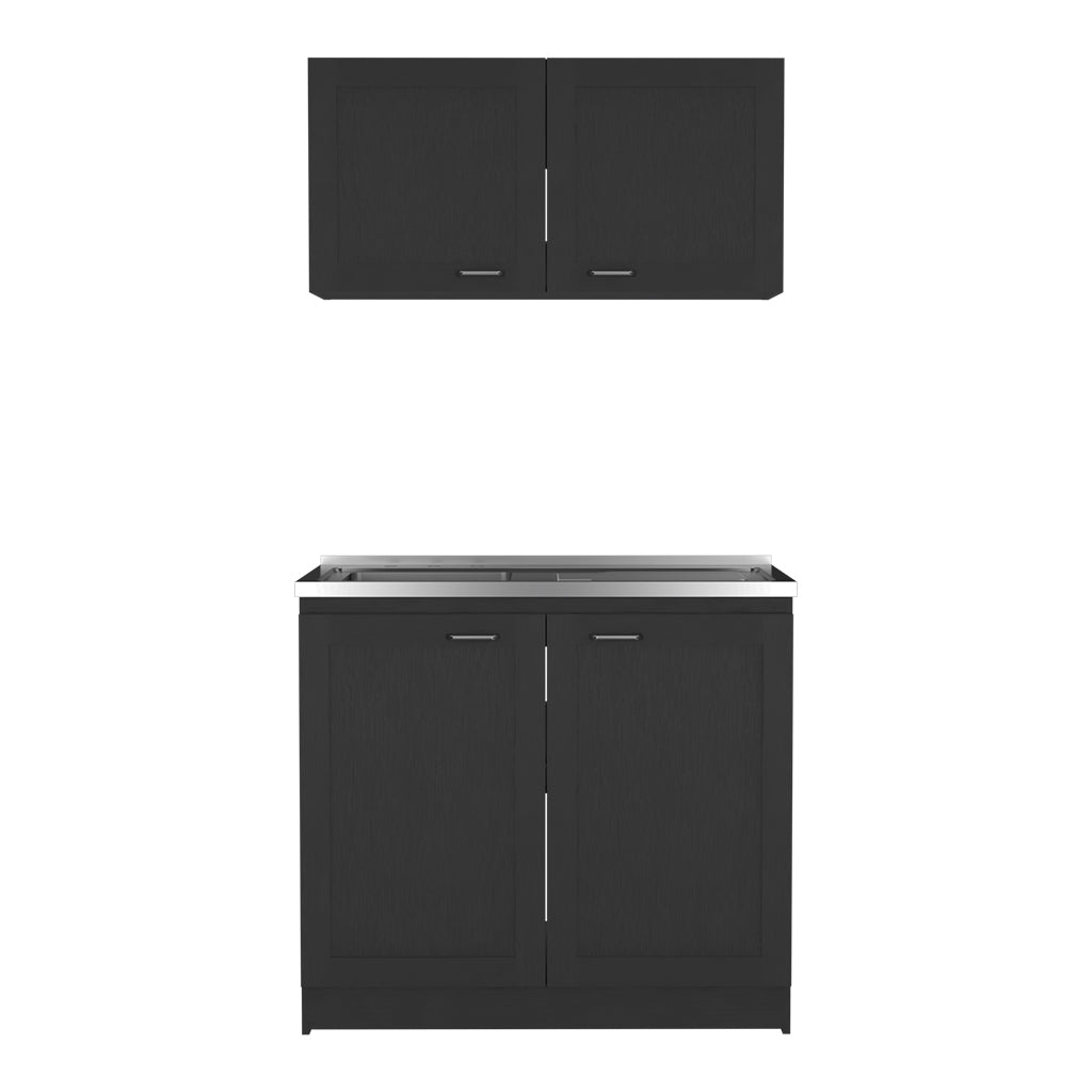 Cabinet Set Zeus, Garage, Black Black Particle Board Particle Board