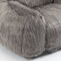 Bean Bag Chair Lazy Long Hair Sofa Bean Bag Chair Adult, Teen High Density Foam Filled Modern Focus Chair Comfortable Living Room, Bedroom Chair Grey Faux Fur