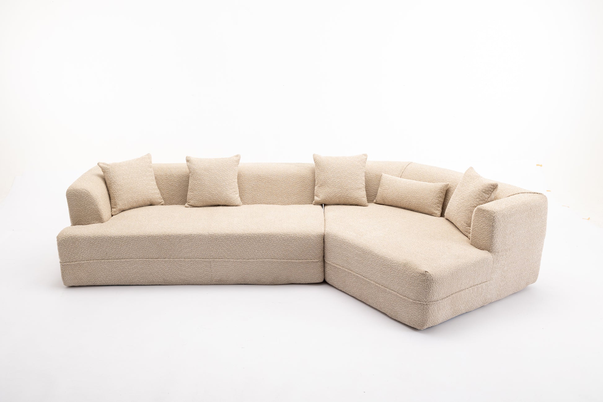 Modular Living Room Sofa Set, Modern Minimalist Style Sofa, Salon Upholstered Sleeper Sofa, 2 Pc Free Combination, Round Fiber Fabric, Anti Wrinkle Fabric, Brown Light Brown Polyester Primary Living Space Medium Soft Tight Back Flared Arms Fiber Foam