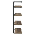 Black And Rustic Oak 4 Tier Wall Shelf 4 Black Brown Brown Vertical Office Open Back Wood Farmhouse,Rustic Wall Mounted Wood Metal