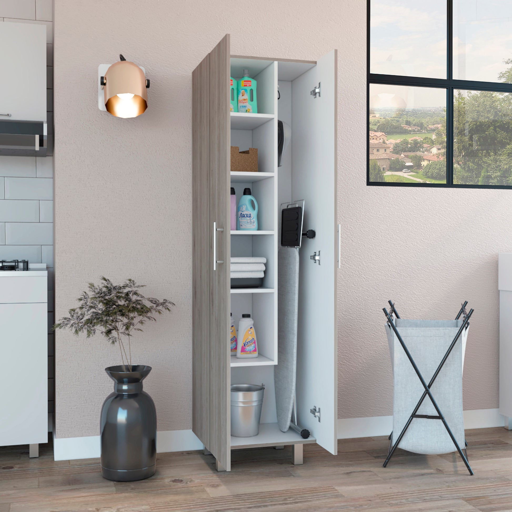 Closet Pantry Copenhague, Bedroom, Light Gray White Light Gray Particle Board Particle Board