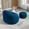 Bedding Bean Bag Sofa Chair High Pressure Foam Bean Bag Chair Adult Material With Padded Foam Padding Compressed Bean Bag With Footrest Blue Microfiber