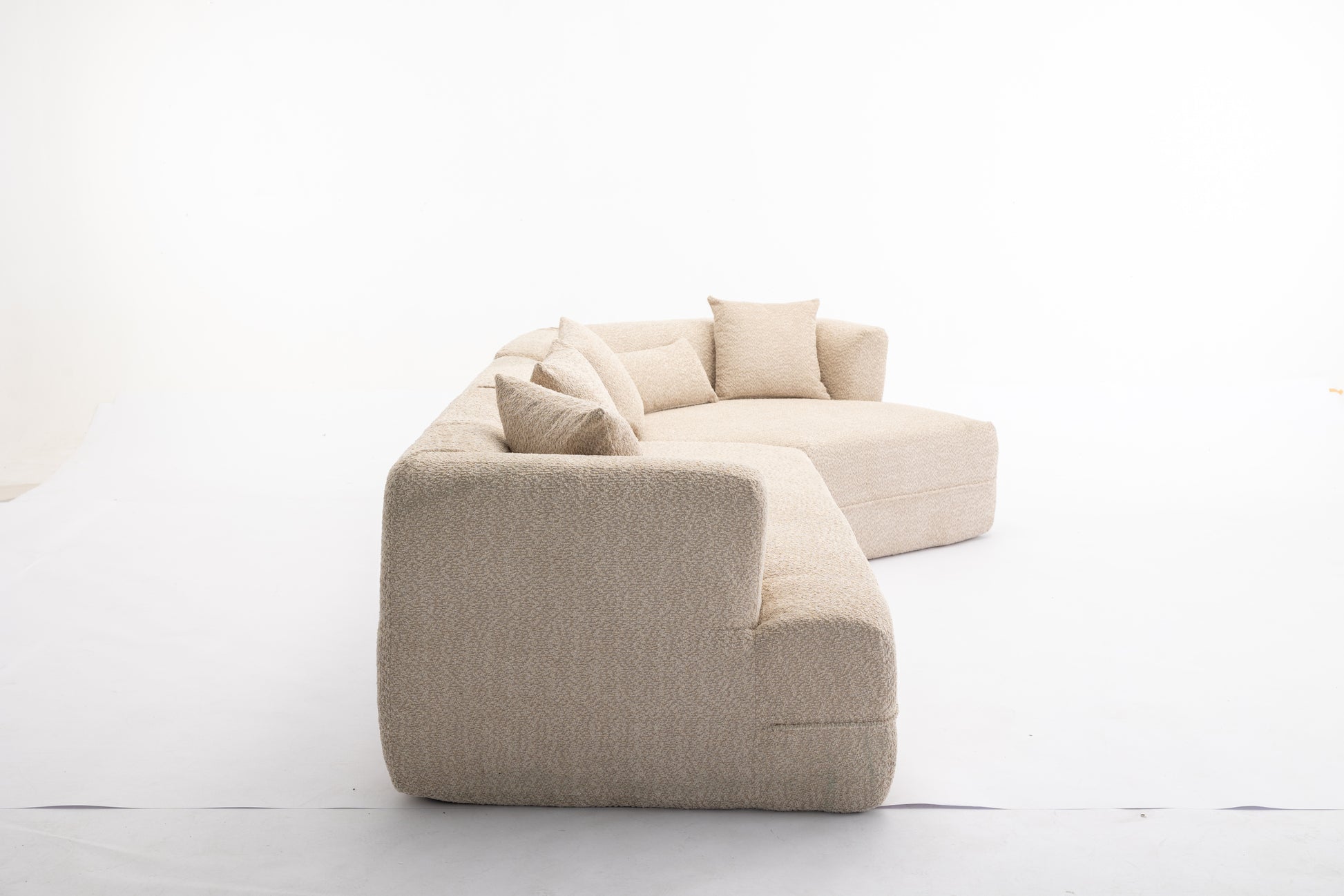 Modular Living Room Sofa Set, Modern Minimalist Style Sofa, Salon Upholstered Sleeper Sofa, 2 Pc Free Combination, Round Fiber Fabric, Anti Wrinkle Fabric, Brown Light Brown Polyester Primary Living Space Medium Soft Tight Back Flared Arms Fiber Foam