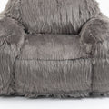 Bean Bag Chair Lazy Long Hair Sofa Bean Bag Chair Adult, Teen High Density Foam Filled Modern Focus Chair Comfortable Living Room, Bedroom Chair Grey Faux Fur