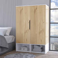 Armoire Barletta, Bedroom, Light Oak White White Particle Board Particle Board