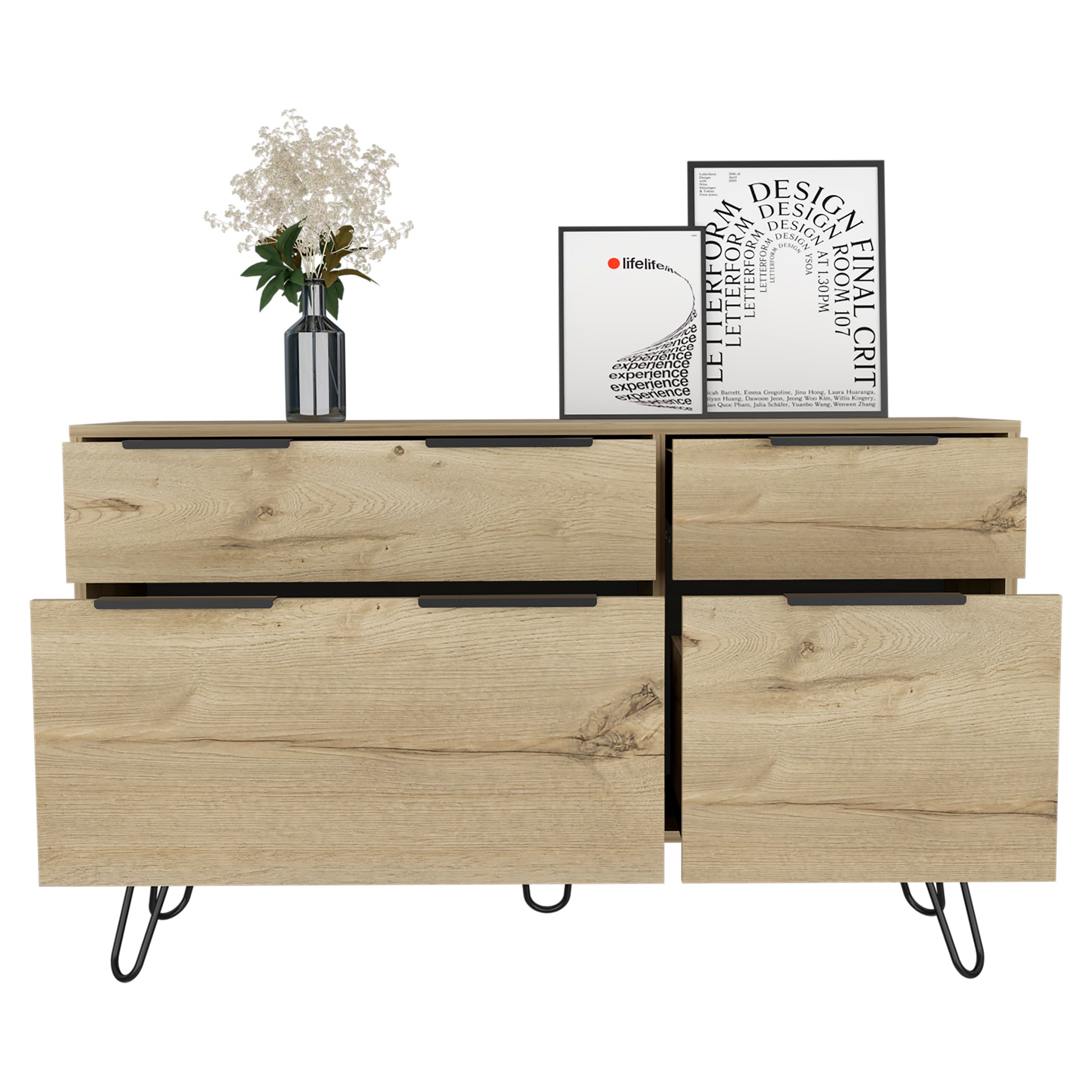 Double Dresser Skyoner, Bedroom, Light Oak Light Oak Particle Board Particle Board