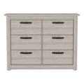 6 Drawer Double Dresser Toret, Bedroom, Light Gray Light Gray Particle Board Particle Board