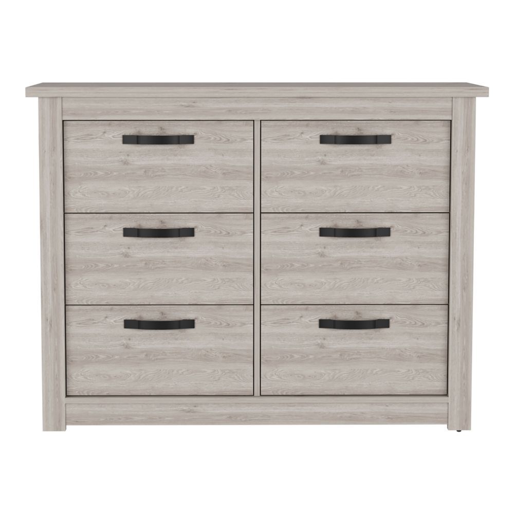 6 Drawer Double Dresser Toret, Bedroom, Light Gray Light Gray Particle Board Particle Board