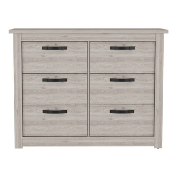 6 Drawer Double Dresser Toret, Bedroom, Light Gray Light Gray Particle Board Particle Board