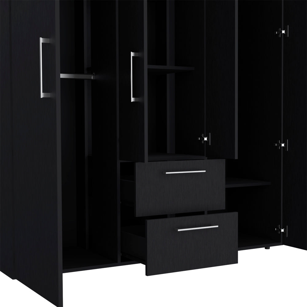 Armoire Elma, Bedroom, Black Black Particle Board Particle Board