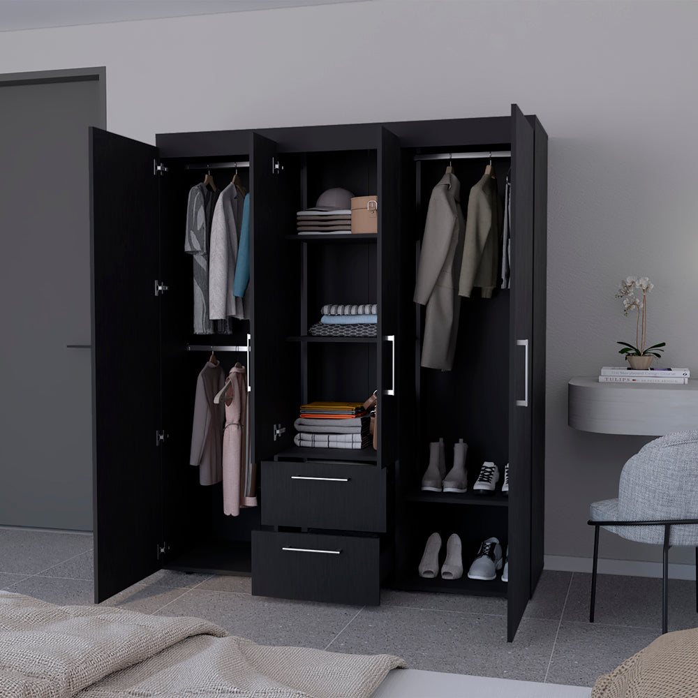 Armoire Elma, Bedroom, Black Black Particle Board Particle Board