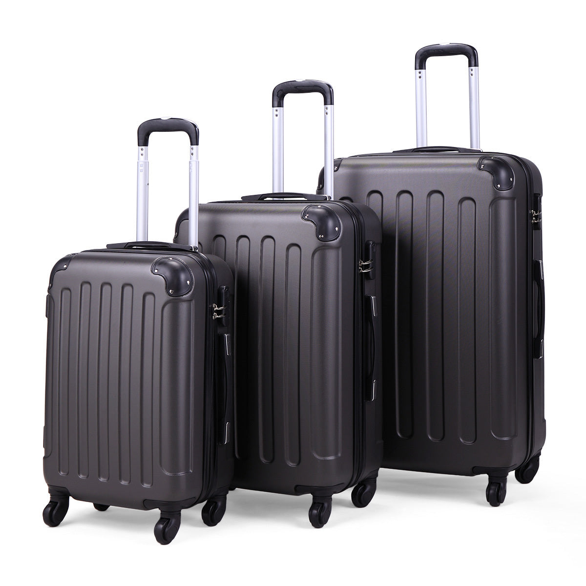3 Piece Luggage Expandable Lightweight Travel Suitcase gray-abs