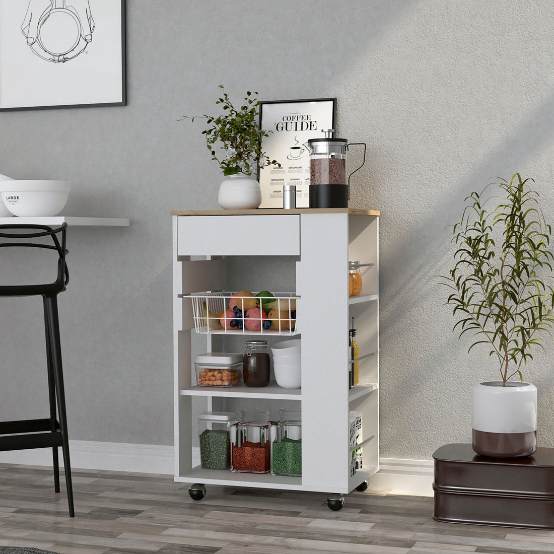 Kitchen Cart Sonex, Kitchen, White Light Oak White Light Oak Particle Board Particle Board