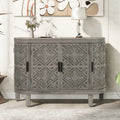 Accent Storage Cabinet Sideboard Wooden Cabinet With Antique Pattern Doors For Hallway, Entryway, Living Room Antique Gray Mdf