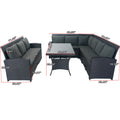 5 Piece Patio Wicker Outdoor Sectional Set 9 Seater Conversation Set With 3 Storage Under Seat Black Wicker Dark Grey Cushion Yes Complete Patio Set Black Rust Resistant Frame Mildew Resistant Cushion Garden & Outdoor Modern Complete Patio Sets Fiber