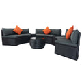 6 Piece Patio Wicker Outdoor Sectional Set 6 Seater Conversation Set With 2 Storage Box Under Seat Black Wicker Dark Grey Cushion 3 Pillow Yes Complete Patio Set Black Rust Resistant Frame Mildew Resistant Cushion Garden & Outdoor Modern Complete Patio