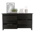 6 Drawer Double Dresser Wezz, Bedroom, Black Black Particle Board Particle Board