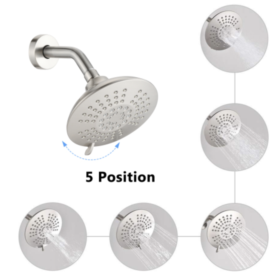 Brushed Nickel Single Handle 5 Functions Shower Head Set Brushed Nickel Stainless Steel