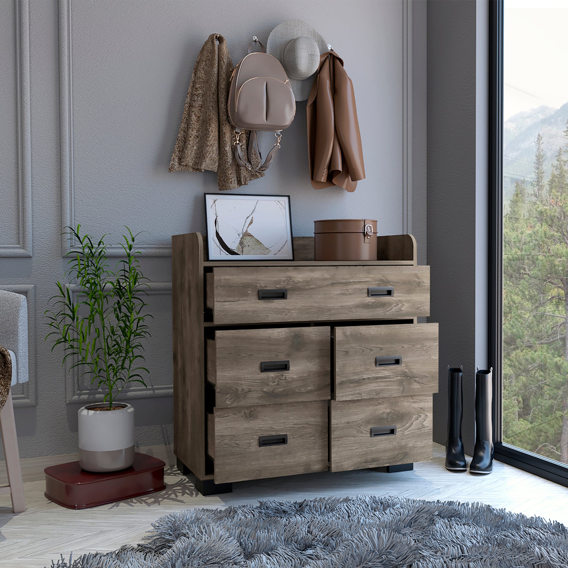 Dresser Wuuman, Bedroom, Dark Brown Dark Brown Particle Board Particle Board