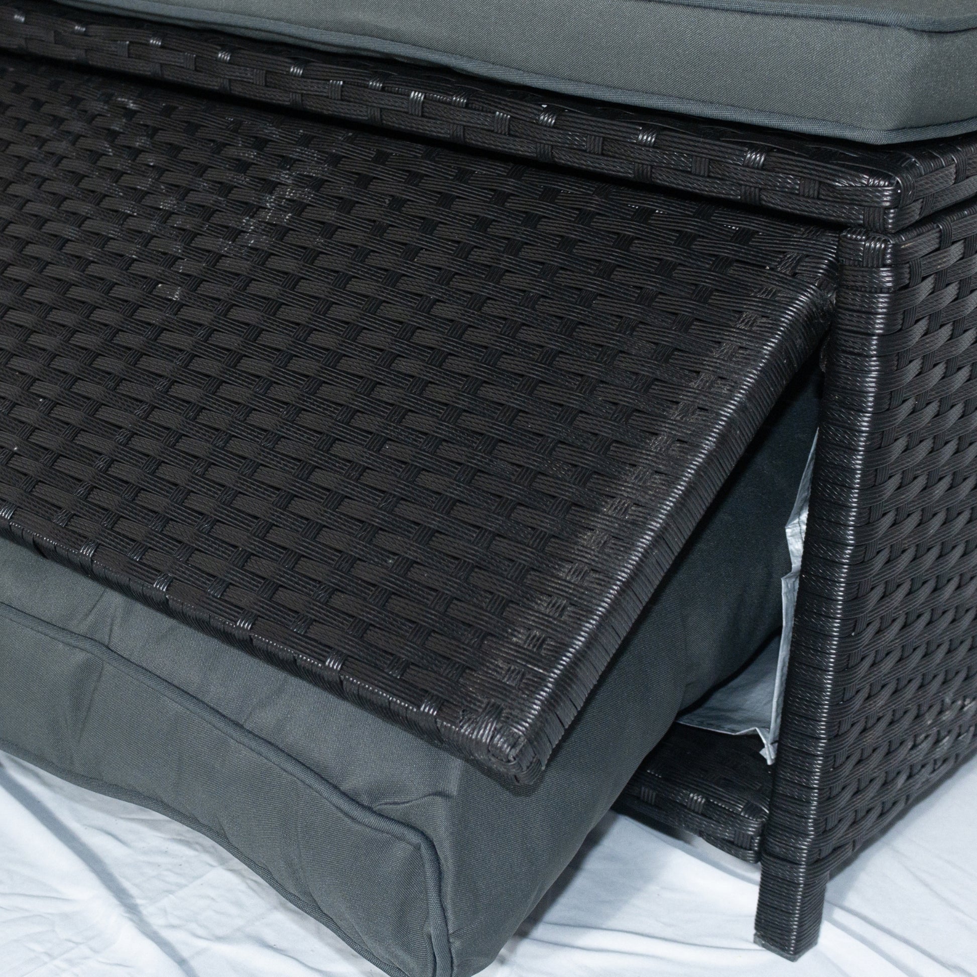 5 Piece Patio Wicker Outdoor Sectional Set 9 Seater Conversation Set With 3 Storage Under Seat Black Wicker Dark Grey Cushion Yes Complete Patio Set Black Rust Resistant Frame Mildew Resistant Cushion Garden & Outdoor Modern Complete Patio Sets Fiber