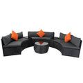 6 Piece Patio Wicker Outdoor Sectional Set 6 Seater Conversation Set With 2 Storage Box Under Seat Black Wicker Dark Grey Cushion 3 Pillow Yes Complete Patio Set Black Rust Resistant Frame Mildew Resistant Cushion Garden & Outdoor Modern Complete Patio