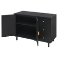 2 Door 3 Drawer Cabinet, Suitable For Bedroom, Living Room, Study Black Mdf