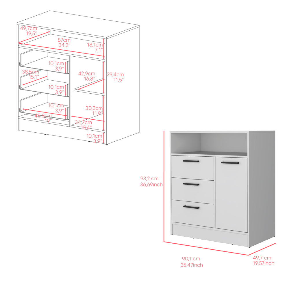 Drawer Dresser Torrey, Bedroom, White White Particle Board Particle Board