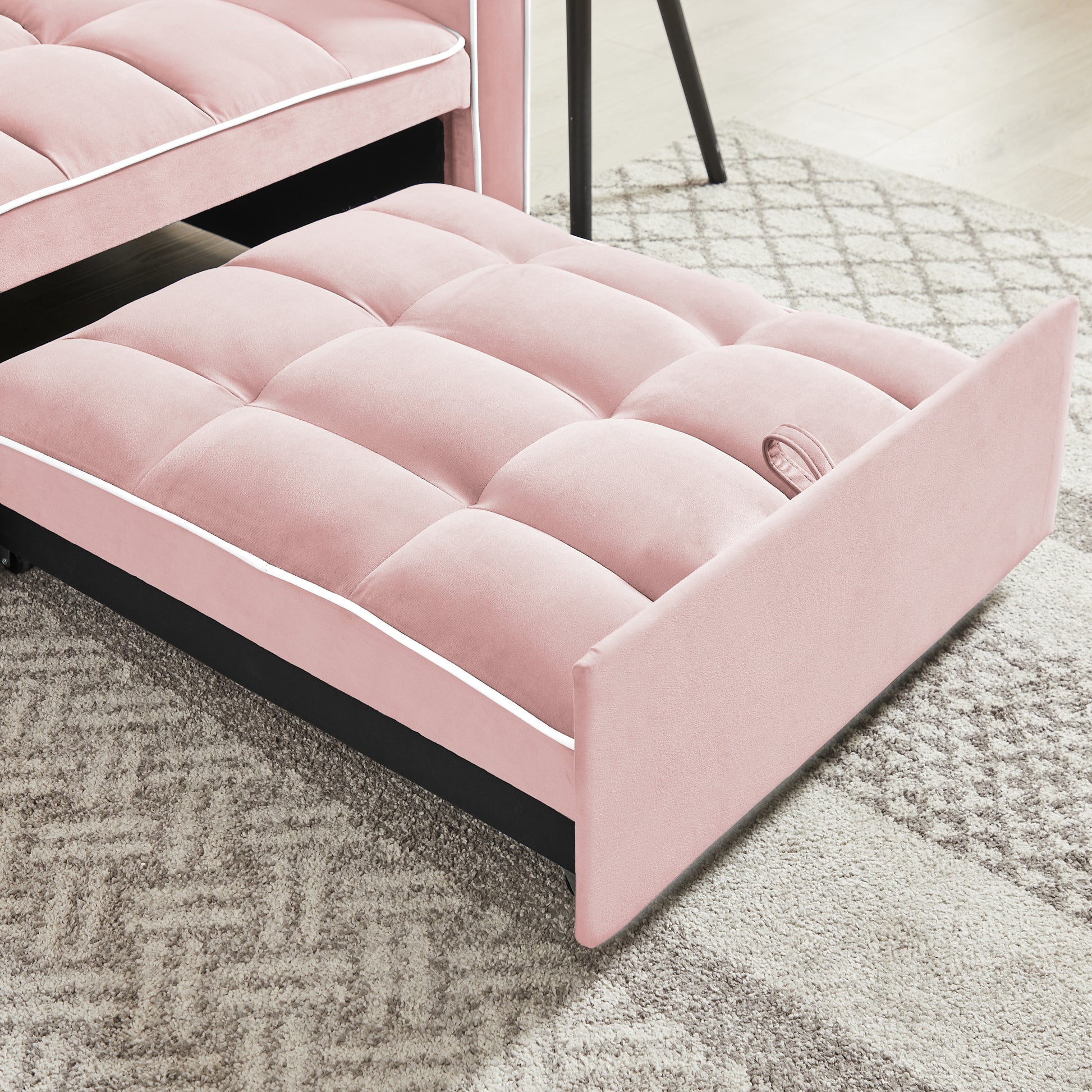 Three In One Sofa Bed Chair Folding Sofa Bed Adjustable Back Into A Sofa Recliner Single Bed Adult Modern Chair Bed Berth Pink White Wood Primary Living Space Medium Duty Eucalyptus 1 Seat Pink Velvet Medium Soft Tufted Back Modern Pillow Top Arms Solid