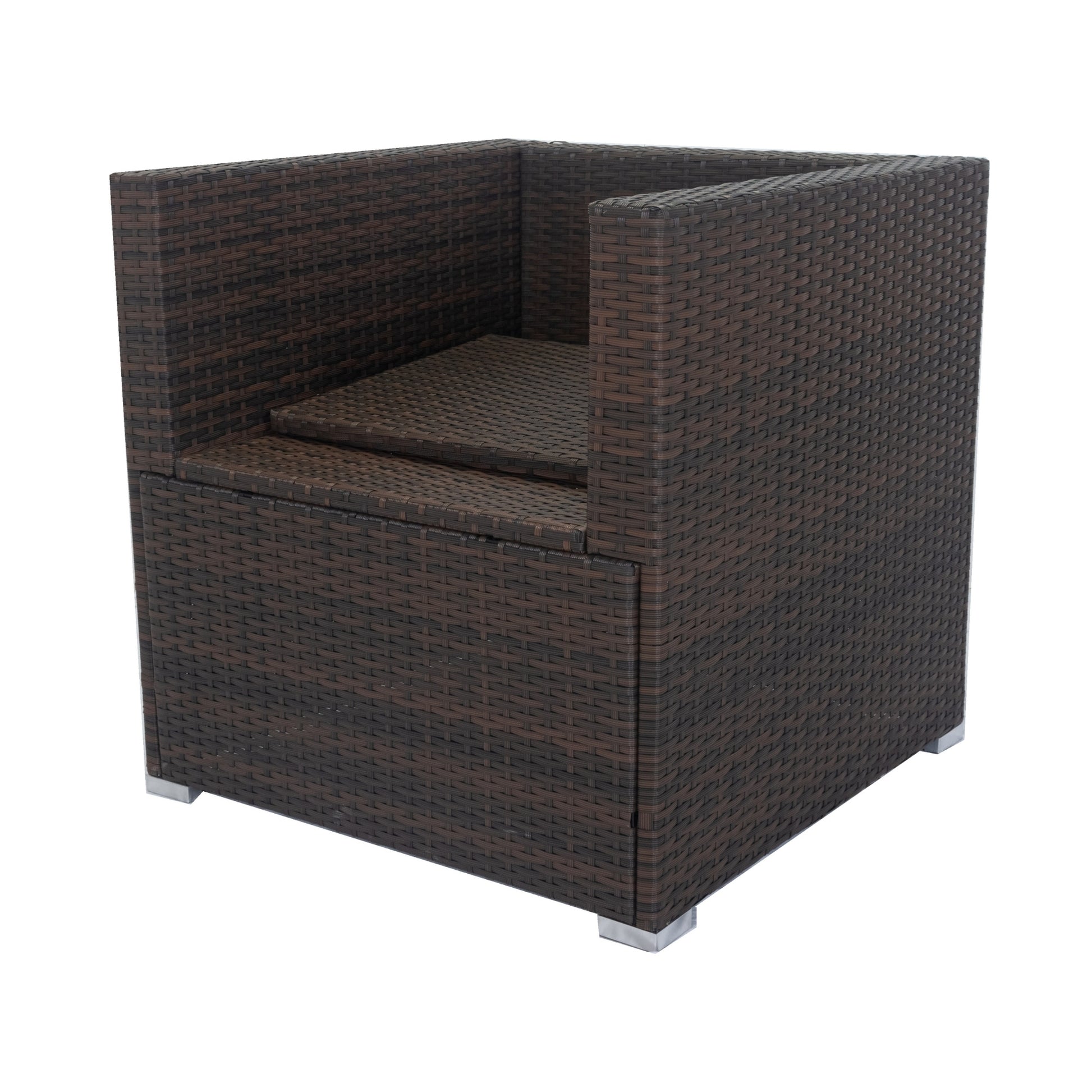 11 Piece Patio Wicker Conversation Set, 10 Seater Patio Sectional Set With 3 Storage Box Under Seat Brown Wicker White Cushion Yes Complete Patio Set Brown Rust Resistant Frame Mildew Resistant Cushion Garden & Outdoor Modern Complete Patio Sets Fiber