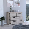 6 Drawer Double Dresser Toret, Bedroom, Light Gray Light Gray Particle Board Particle Board