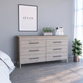 6 Drawer Double Dresser Wezz, Bedroom, Light Gray Light Gray Particle Board Particle Board