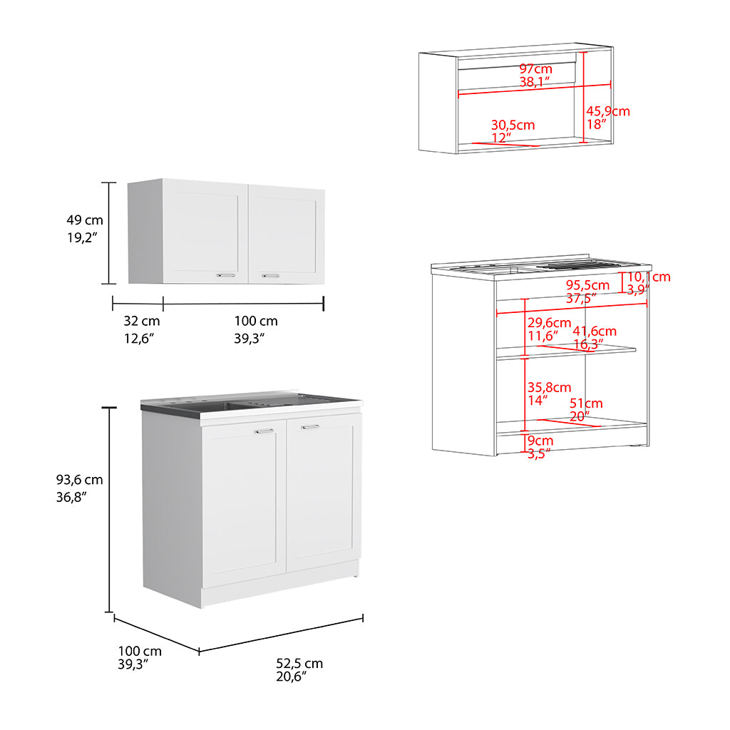 Cabinet Set Zeus, Garage, White White Particle Board Particle Board